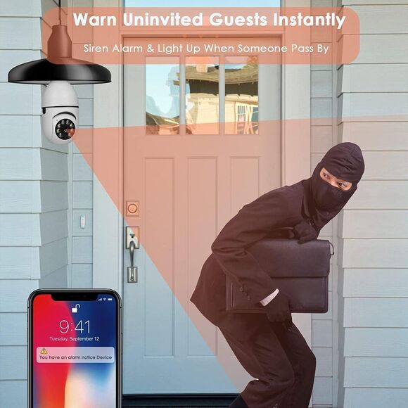 Wireless Wifi Smart Security Camera - 2 Way Audio, nightsight etc -Light Socket - Picture 9 of 14